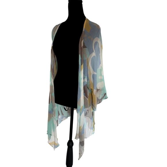 Un Jour Ailleurs 100% Silk 3 Piece Set Top Skirt Shawl Women's Size 14 - Picture 4 of 9